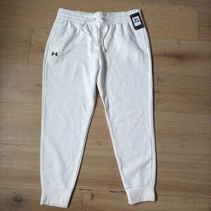 Under Armour UA Rival Fleece Loose Joggers Womens XL White Sweatpants NWT $55*C9